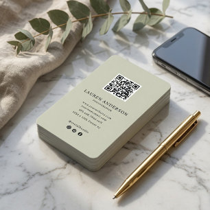 Modern Minimalist QR Code Personalized Business Card