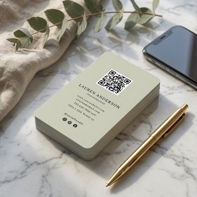 Modern Minimalist QR Code Personalized Business Card (Creator Uploaded)
