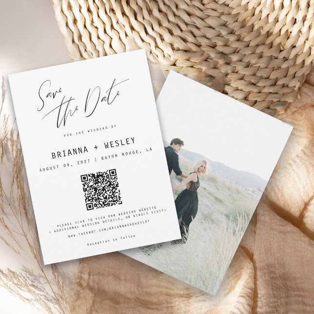 Modern Minimalist QR Code Photo Save The Date (Creator Uploaded)