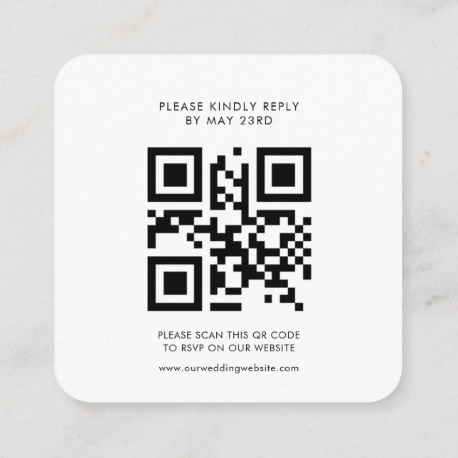Modern minimalist QR code RSVP response Enclosure Card (Back)