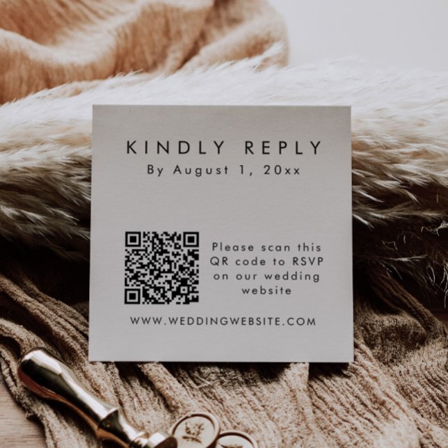 Modern Minimalist QR Code RSVP Square Card (Creator Uploaded)