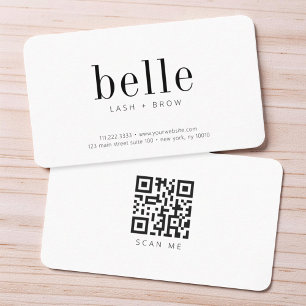 Modern  Minimalist QR Code Scan Me Lash and Brow Business Card