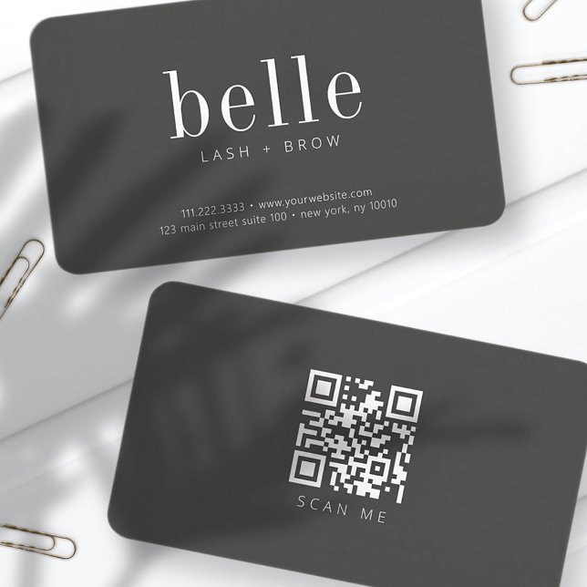 Modern  Minimalist QR Code Scan Me Lash and Brow Business Card (Creator Uploaded)