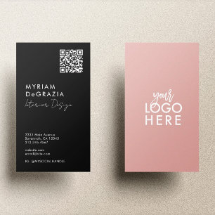 Modern Minimalist QR Code Script Business Logo Card
