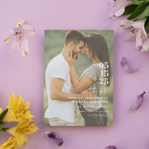 Modern Minimalist QR Code Script Wedding Save The Date