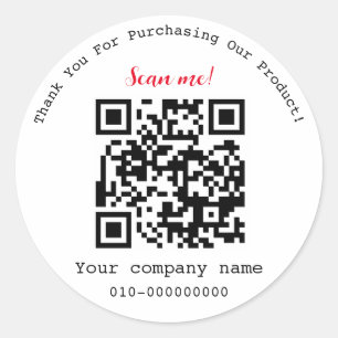 Modern, Minimalist, QR Code Thank You Classic Round Sticker