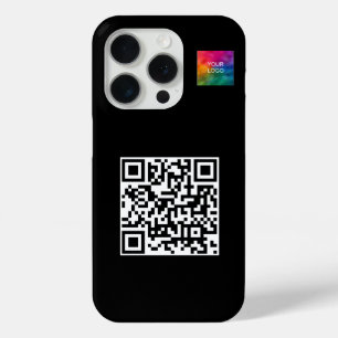 Modern Minimalist QR Code Upload Logo Template iPhone 15 Pro Case