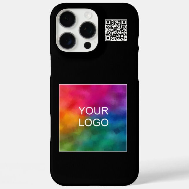 Modern Minimalist QR Code Upload Your Logo Black Case-Mate iPhone Case (Back)