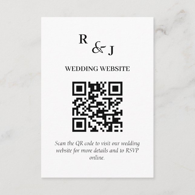 Modern Minimalist QR Code Wedding Enclosure Card (Front)