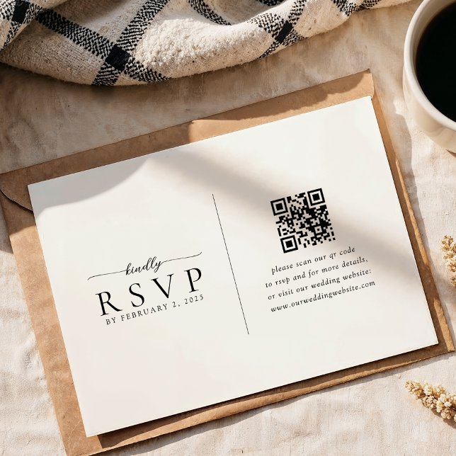 Modern Minimalist Qr Code Wedding RSVP Card (Creator Uploaded)
