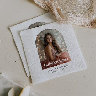 Modern Minimalist Quinceañera Arched Photo Napkin