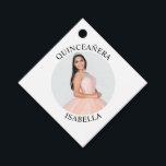 Modern Minimalist Quinceañera Photo Favour Tags<br><div class="desc">Create your own personalized white border round photo square favour tag for your her 15th birthday. Customize the solid white background colour or the black text colour to match your photo. If you change the font type or size, you can fine tune the curvature of the text in small increments....</div>