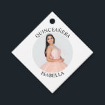 Modern Minimalist Quinceañera Photo Favour Tags<br><div class="desc">Create your own personalized white border round photo square favour tag for your her 15th birthday. Customize the solid white background colour or the black text colour to match your photo. If you change the font type or size, you can fine tune the curvature of the text in small increments....</div>