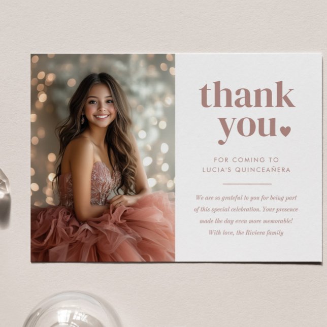 Modern Minimalist Quinceañera Photo Thank You Card (Zazzle Modern Minimalist Quinceañera Photo Thank You Card)