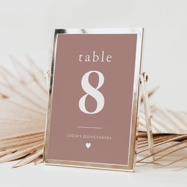 Modern Minimalist Quinceañera Table Number  (Zazzle Modern Minimalist Quinceañera Table Number )