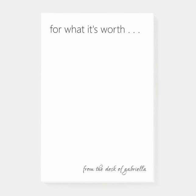 Modern Minimalist Quote Personalized Black White Post-it Notes (Front)