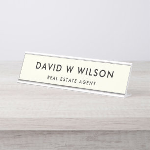 Modern Minimalist Real Estate agent Desk Name Plate