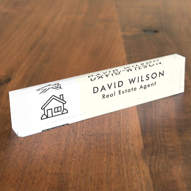 Modern Minimalist Real Estate agent Nameplate (Side)