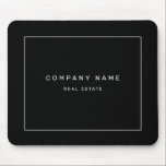 Modern Minimalist Real Estate Black Mouse Pad<br><div class="desc">A modern design. Ideal for Event Planner, Accountants, Architects, Fashion Professionals, Musicians, Consultants, Office Clerks, Interior Designers, Realtors, Psychologists, Attorneys, Real Estate Agents, Restaurant Professionals, Lawyers, Brokers and Corporate Professionals.</div>