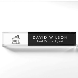 Modern Minimalist Real Estate Desk Name Plate