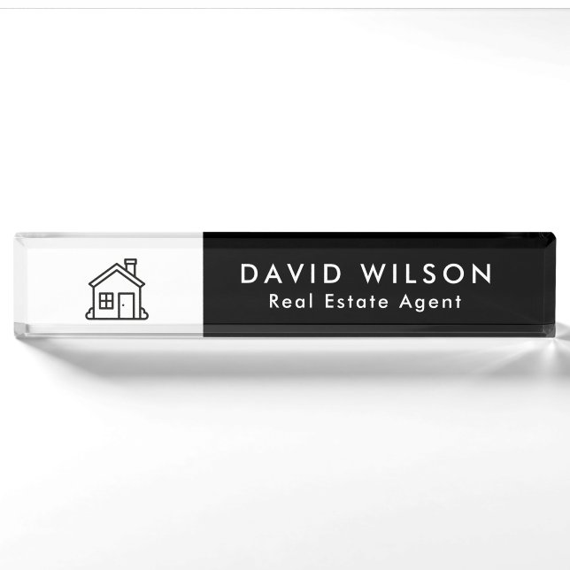 Modern Minimalist Real Estate Desk Name Plate (Front)