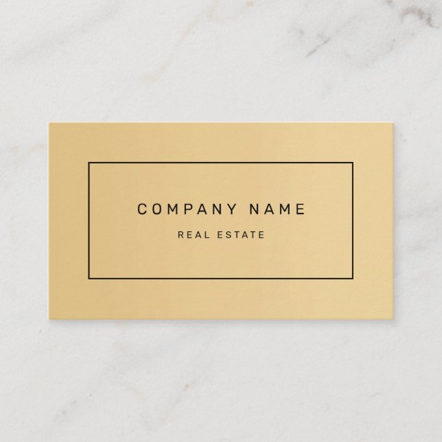 Modern Minimalist Real Estate Golden Business Card (Front)