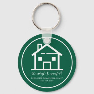 Modern Minimalist Real Estate Green Custom Keychain