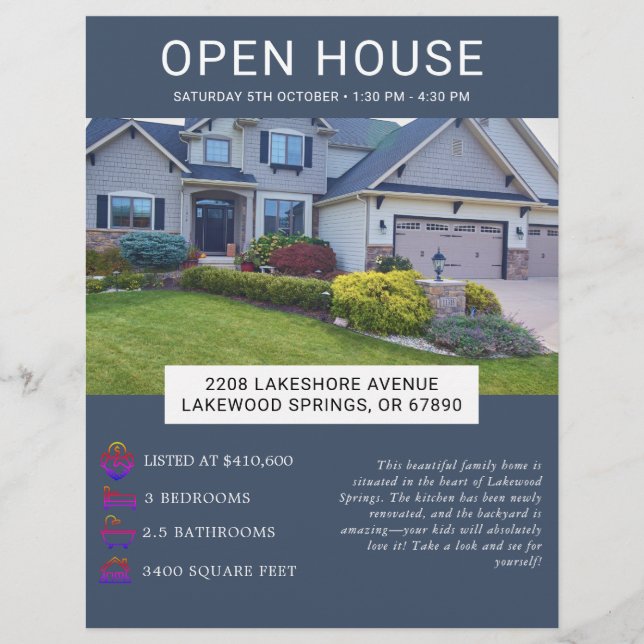 Modern Minimalist Real Estate Open House Flyer (Front)