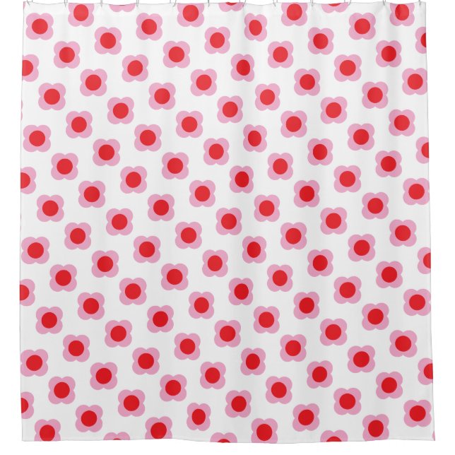 Modern Minimalist Red and Pink Funky Retro Flowers (Front)