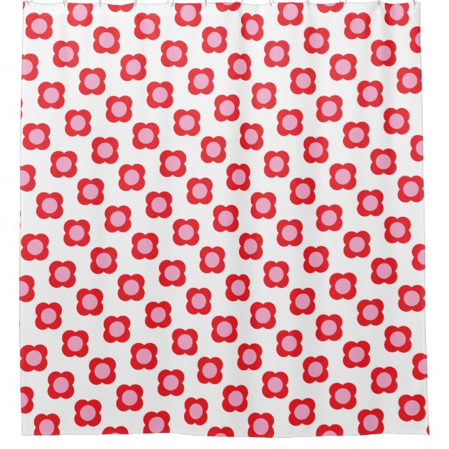 Modern Minimalist Red and Pink Retro Flowers (Front)