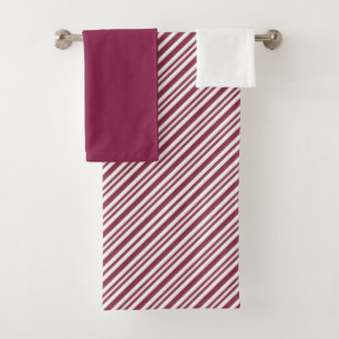 Modern Minimalist Red and White Stripes   Bath Towel Set