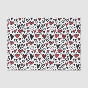 Modern Minimalist Red, Black and White Hearts  Tissue Paper