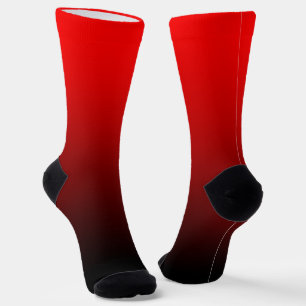 Modern Minimalist Red Black Gradient Socks