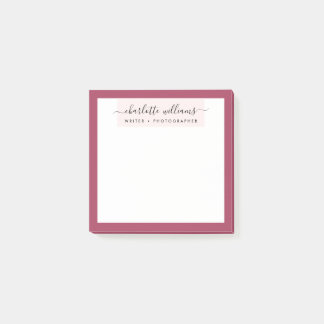 Modern Minimalist Red & Blush Elegant Calligraphy Post-it Notes