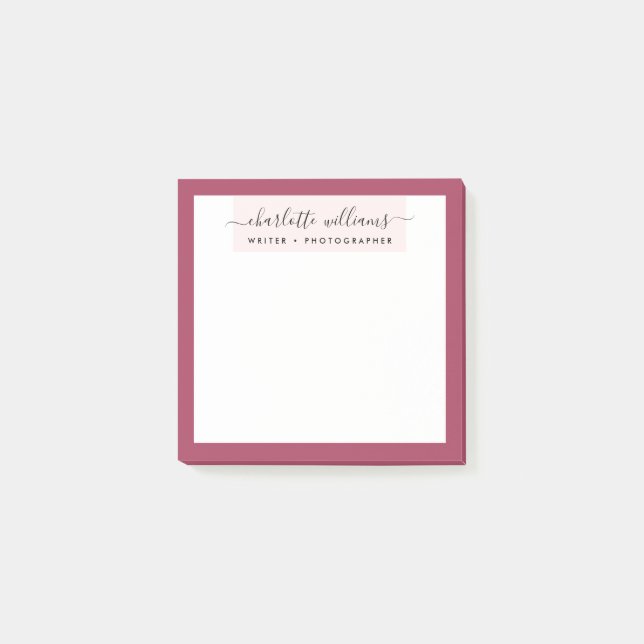 Modern Minimalist Red & Blush Elegant Calligraphy Post-it Notes (Front)