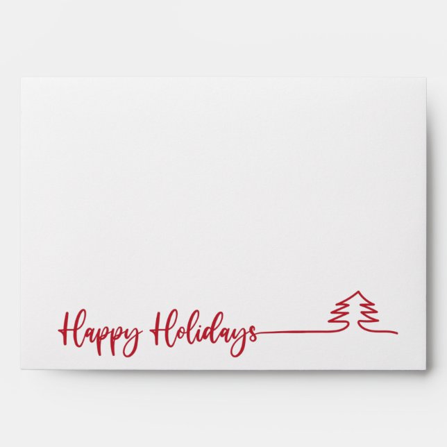 Modern minimalist red calligraphy Happy Holidays Envelope (Front)