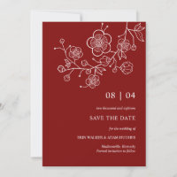 Modern Minimalist Red Cherry Blossom