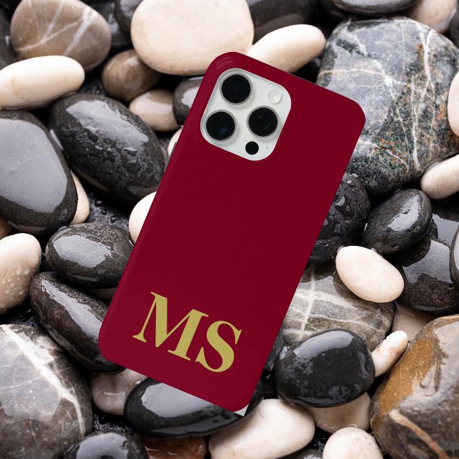 Modern Minimalist Red Custom Initial Monogram iPhone Case (Creator Uploaded)