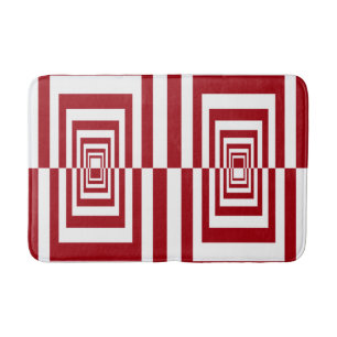 Modern Minimalist Red Geometric Bath Mat