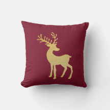 Modern Minimalist Red & Golden Reindeer Christmas 