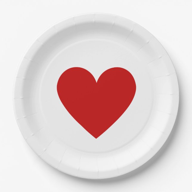Modern Minimalist Red Heart Paper Plate (Front)