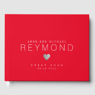 modern minimalist red love wedding guest book