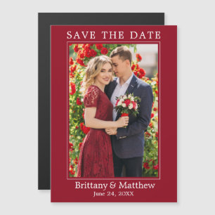Modern Minimalist Red Magnetic Save the Date