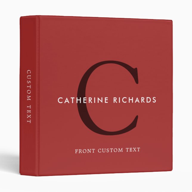 Modern Minimalist Red Monogram Binder (Front/Spine)