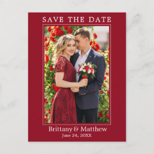 Modern Minimalist Red Save the Date Postcard
