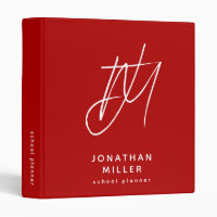 Modern Minimalist Red School Planner Binder