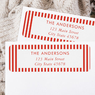 Modern Minimalist Red Stripes Return Address