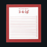 Modern Minimalist Red To Do List Notepad<br><div class="desc">Modern Minimalist Red To Do List Notepad. Create your own personalized checklist for daily tasks.</div>