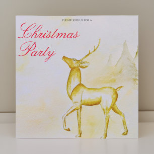 Modern Minimalist Reindeer Christmas Holiday Party Invitation