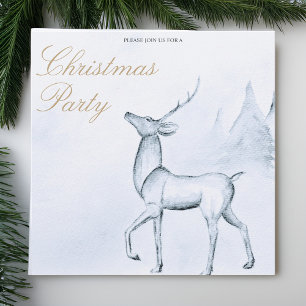 Modern Minimalist Reindeer Christmas Holiday Party Invitation